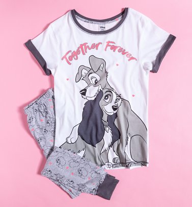 Women's Grey Marl Lady And The Tramp Together Forever Disney Pyjamas Women's Grey Marl Lady And The Tramp Together Forever Disney Pyjamas