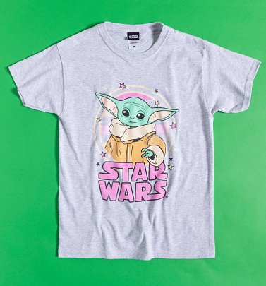 Women's Grey Marl Star Wars Mandalorian Baby Yoda Starry Child T-Shirt Women's Grey Marl Star Wars Mandalorian Baby Yoda Starry Child T-Shirt