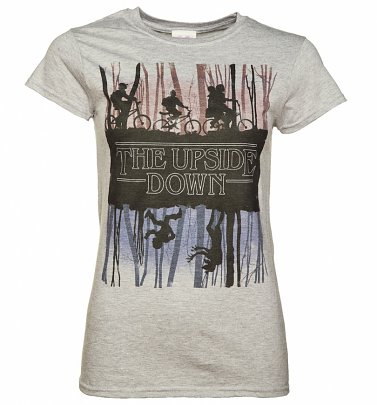 Women's Grey Stranger Things Inspired Upside Down T-Shirt Women's Grey Stranger Things Inspired Upside Down T-Shirt