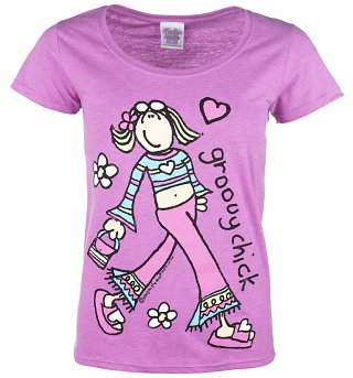 Women's Groovy Chick Heather Orchid Scoop Neck T-Shirt Women's Groovy Chick Heather Orchid Scoop Neck T-Shirt