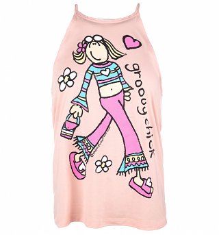 Women's Groovy Chick Peach High Neck Tank Women's Groovy Chick Peach High Neck Tank