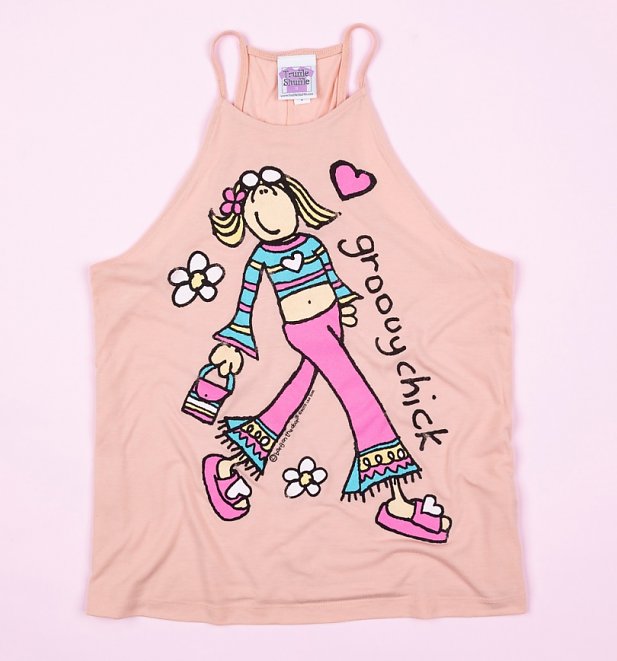 Women's Groovy Chick Peach High Neck Tank Women's Groovy Chick Peach High Neck Tank