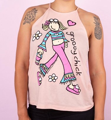 Women's Groovy Chick Peach High Neck Tank Women's Groovy Chick Peach High Neck Tank