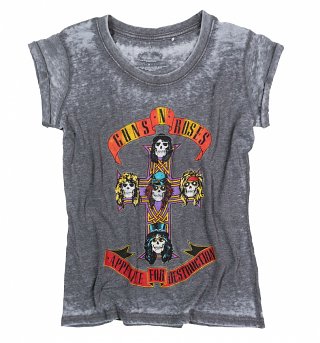 Women's Guns N Roses Appetite For Destruction Burn Out T-Shirt Women's Guns N Roses Appetite For Destruction Burn Out T-Shirt