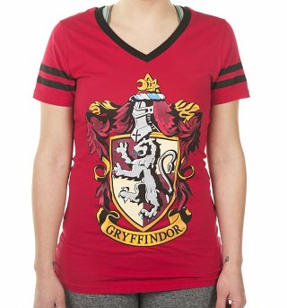 Women's Harry Potter Gryffindor V-Neck Varsity T-Shirt Women's Harry Potter Gryffindor V-Neck Varsity T-Shirt