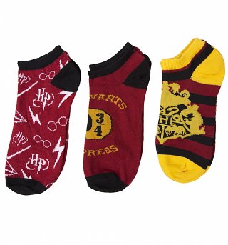 Women's Harry Potter Pack Of Three Trainer Socks Women's Harry Potter Pack Of Three Trainer Socks