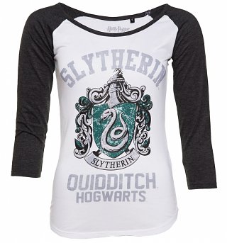 Women's Harry Potter Slytherin Crest Long Sleeve Baseball T-Shirt Women's Harry Potter Slytherin Crest Long Sleeve Baseball T-Shirt