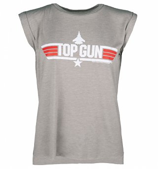 Women's Heather Khaki Top Gun Maverick Flowy T-Shirt With Rolled Cuffs Women's Heather Khaki Top Gun Maverick Flowy T-Shirt With Rolled Cuffs