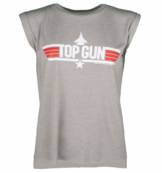 Women's Heather Khaki Top Gun Maverick Flowy T-Shirt With Rolled Cuffs Women's Heather Khaki Top Gun Maverick Flowy T-Shirt With Rolled Cuffs