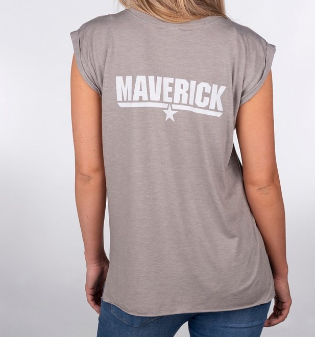 Women's Heather Khaki Top Gun Maverick Flowy T-Shirt With Rolled Cuffs
