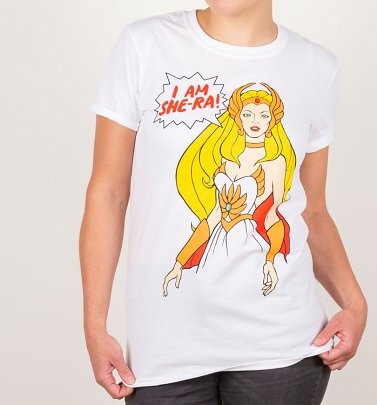 Women's I Am She-Ra White Boyfriend Fit Rolled Sleeve T-Shirt Women's I Am She-Ra White Boyfriend Fit Rolled Sleeve T-Shirt