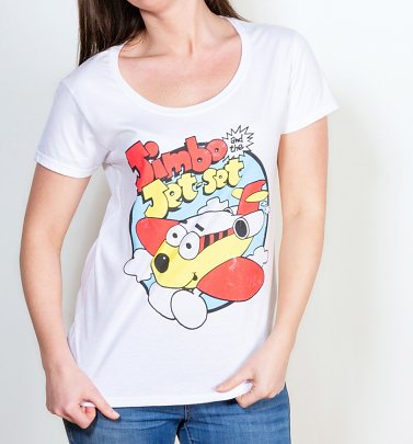 Women's Jimbo And The Jet Set Classic White Scoop Neck T-Shirt Women's Jimbo And The Jet Set Classic White Scoop Neck T-Shirt