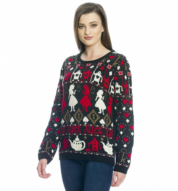 Women's Knitted Disney Alice In Wonderland Jumper Women's Knitted Disney Alice In Wonderland Jumper