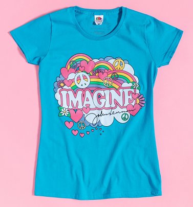 Women's Blue John Lennon Imagine T-Shirt