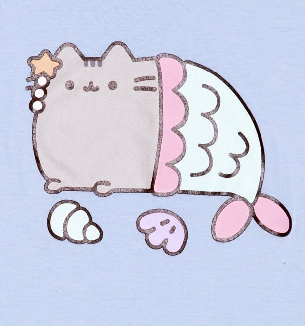 Women's Light Blue Pusheen Mercat T-Shirt Women's Light Blue Pusheen Mercat T-Shirt