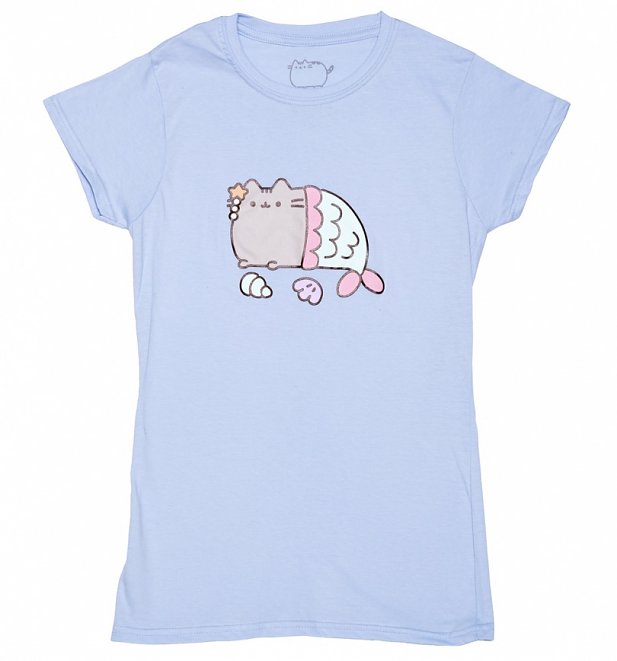 Women's Light Blue Pusheen Mercat T-Shirt Women's Light Blue Pusheen Mercat T-Shirt