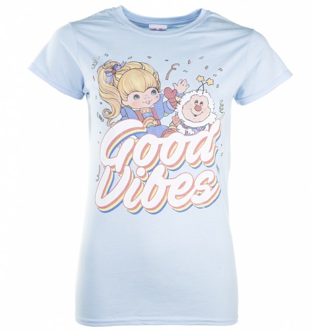 Women's Light Blue Rainbow Brite Good Vibes T-Shirt Women's Light Blue Rainbow Brite Good Vibes T-Shirt