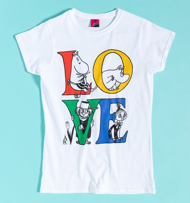 Women's Love Moomins White Fitted T-Shirt Women's Love Moomins White Fitted T-Shirt