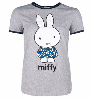 Women's Miffy Birthday Dress Grey And Navy Ringer T-Shirt Women's Miffy Birthday Dress Grey And Navy Ringer T-Shirt
