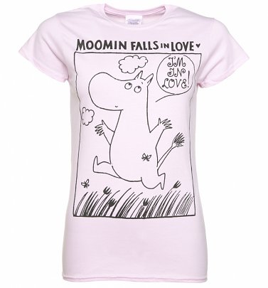 Women's Moomins In Love Comic Strip Light Pink T-Shirt Women's Moomins In Love Comic Strip Light Pink T-Shirt