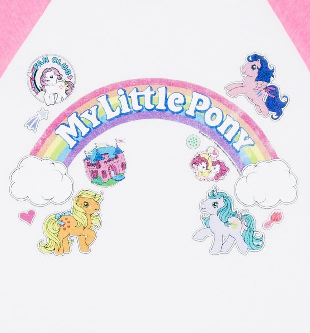 Women's My Little Pony Logo with Badges Raglan Baseball T-Shirt Women's My Little Pony Logo with Badges Raglan Baseball T-Shirt