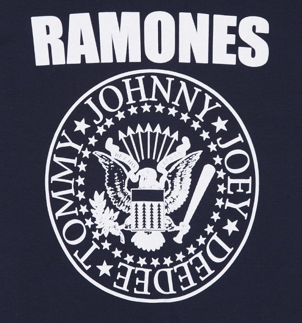 Women's Navy And Red Ramones Logo Baseball T-Shirt Women's Navy And Red Ramones Logo Baseball T-Shirt