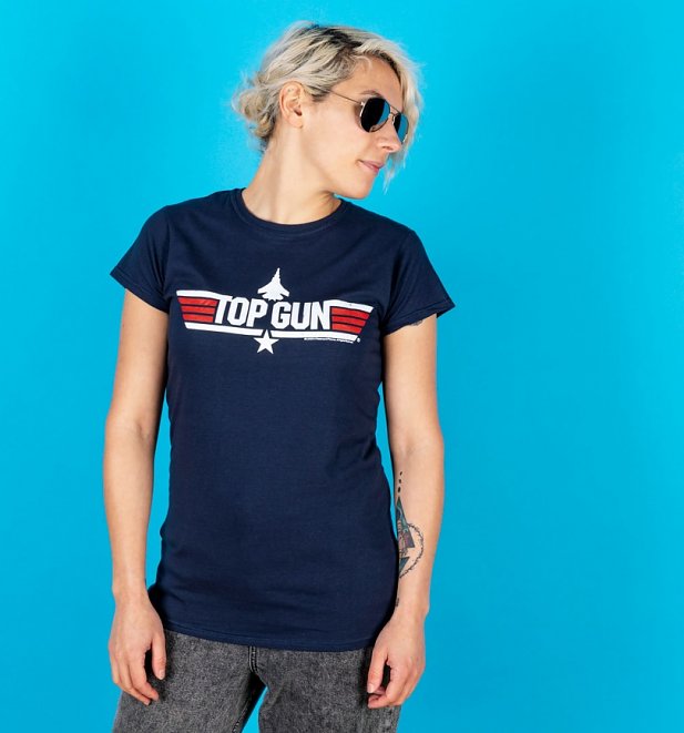 Official Women/'s Navy Top Gun Maverick Fitted T-Shirt