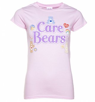Women's Pink Care Bears Logo with Badges T-Shirt Women's Pink Care Bears Logo with Badges T-Shirt