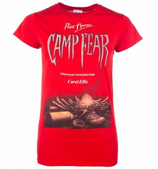 Women's Point Horror Inspired Camp Fear Red T-Shirt Women's Point Horror Inspired Camp Fear Red T-Shirt