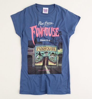 Women's Point Horror Funhouse Indigo Blue T-Shirt Women's Point Horror Funhouse Indigo Blue T-Shirt