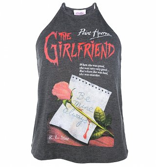 Women's Point Horror Inspired The Girlfriend Dark Heather Flowy High Neck Tank Women's Point Horror Inspired The Girlfriend Dark Heather Flowy High Neck Tank