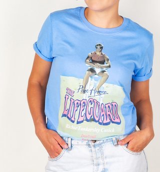 Women's Point Horror The Lifeguard Carolina Blue Boyfriend Fit Rolled Sleeve T-Shirt Women's Point Horror The Lifeguard Carolina Blue Boyfriend Fit Rolled Sleeve T-Shirt