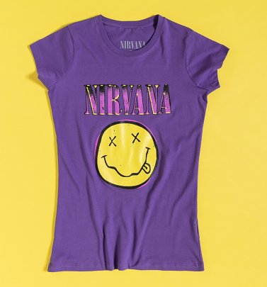 Women's Purple Nirvana Smiley Fitted T-Shirt Women's Purple Nirvana Smiley Fitted T-Shirt