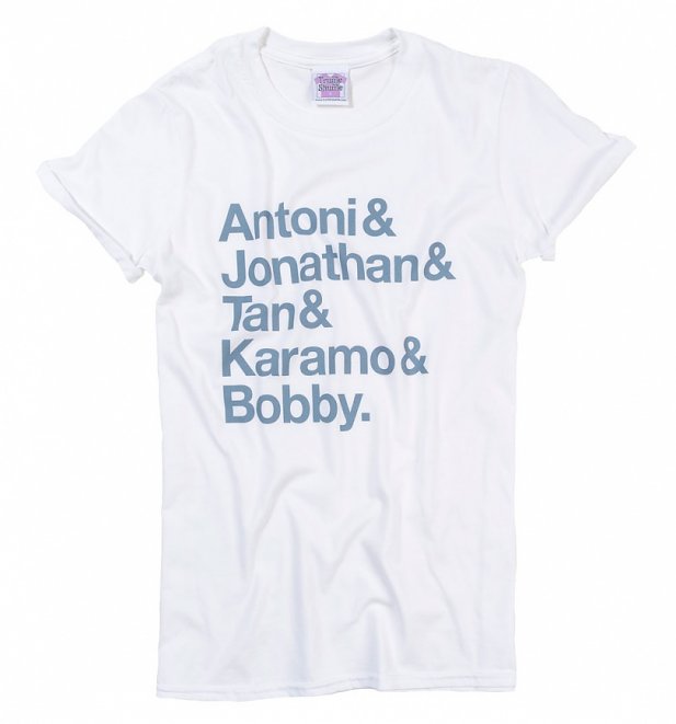 Women's Queer Eye Names White Boyfriend Fit Rolled Sleeve T-Shirt Women's Queer Eye Names White Boyfriend Fit Rolled Sleeve T-Shirt