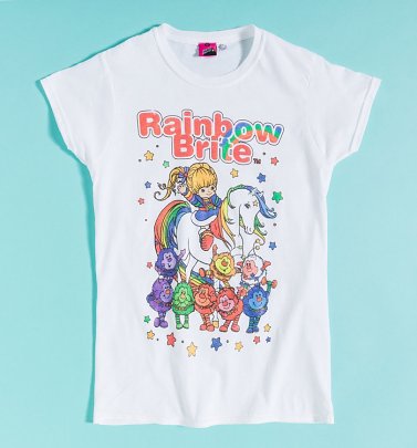 Women's Rainbow Brite And Sprites White Fitted T-Shirt