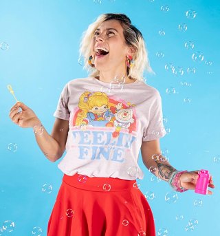 Women S Rainbow Brite Feelin Fine Pink Marl Boyfriend T Shirt