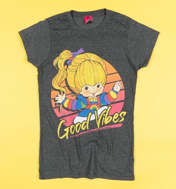 Women's Rainbow Brite Good Vibes Charcoal Marl Fitted T-Shirt