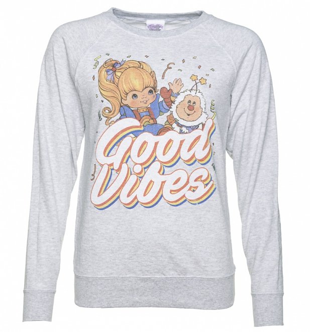 Women's Rainbow Brite Good Vibes Grey Lightweight Sweater Women's Rainbow Brite Good Vibes Grey Lightweight Sweater