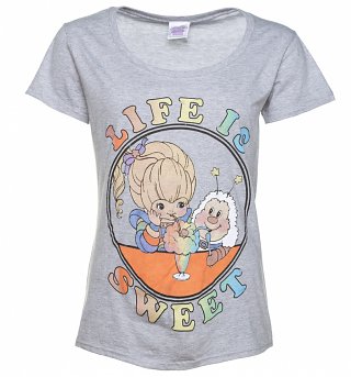 Women's Rainbow Brite Life Is Sweet Grey Scoop Neck T-Shirt Women's Rainbow Brite Life Is Sweet Grey Scoop Neck T-Shirt