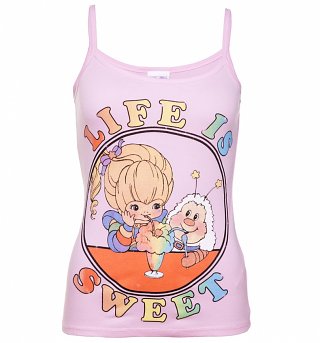 Women's Rainbow Brite Life Is Sweet Light Pink Strappy Vest Women's Rainbow Brite Life Is Sweet Light Pink Strappy Vest