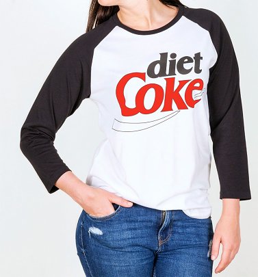 Women's Retro Diet Coke Logo White And Black Baseball Shirt Women's Retro Diet Coke Logo White And Black Baseball Shirt