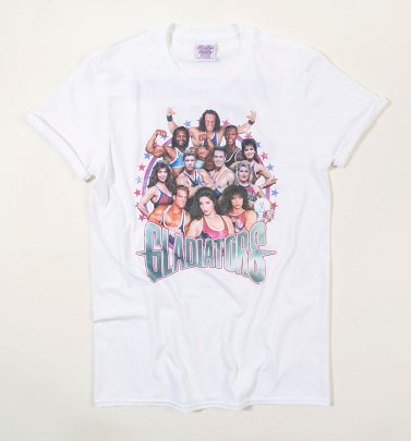 Women's Retro Gladiators White Boyfriend Fit Rolled Sleeve T-Shirt Women's Retro Gladiators White Boyfriend Fit Rolled Sleeve T-Shirt