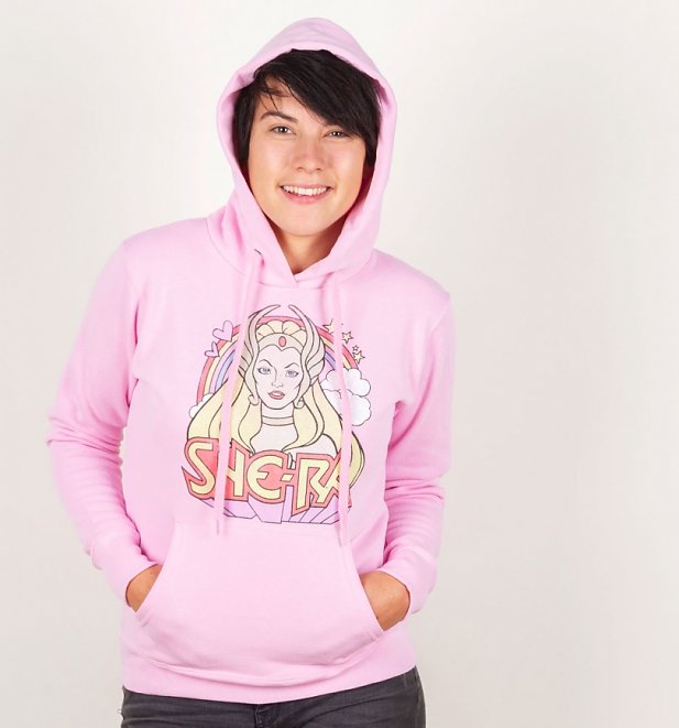 Women's Retro She-Ra Rainbow Light Pink Hoodie