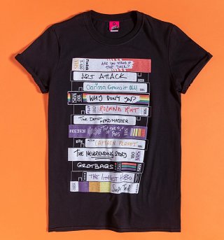 Women's Retro Video Tapes Rolled Sleeve T-Shirt Women's Retro Video Tapes Rolled Sleeve T-Shirt