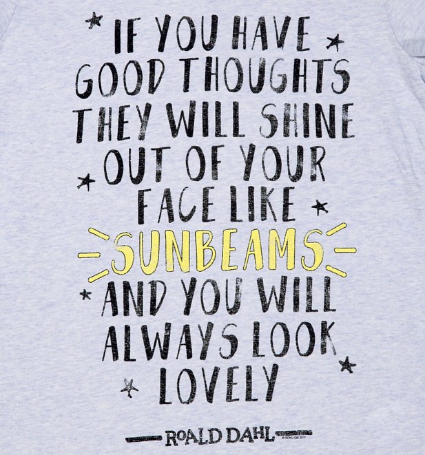 Women's Roald Dahl Good Thoughts Quote Scoop Neck T-Shirt Women's Roald Dahl Good Thoughts Quote Scoop Neck T-Shirt