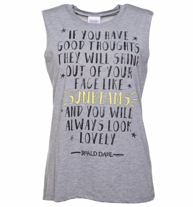 Women's Roald Dahl Good Thoughts Quote Sleeveless T-Shirt Women's Roald Dahl Good Thoughts Quote Sleeveless T-Shirt