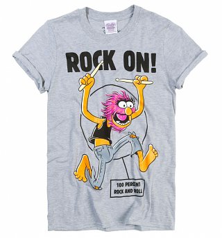 Women's Rock On Animal The Muppets Rolled Sleeve Boyfriend T-Shirt Women's Rock On Animal The Muppets Rolled Sleeve Boyfriend T-Shirt