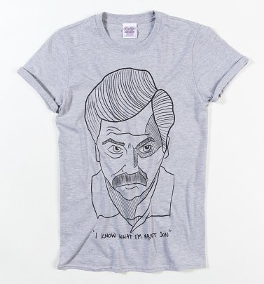 Women's Sport Grey Ron Swanson Illustration Boyfriend Fit Rolled Sleeve T-Shirt Women's Sport Grey Ron Swanson Illustration Boyfriend Fit Rolled Sleeve T-Shirt