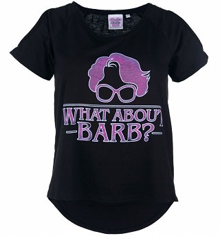 Women's Stranger Things Inspired What About Barb Black Cold Shoulder T-Shirt Women's Stranger Things Inspired What About Barb Black Cold Shoulder T-Shirt
