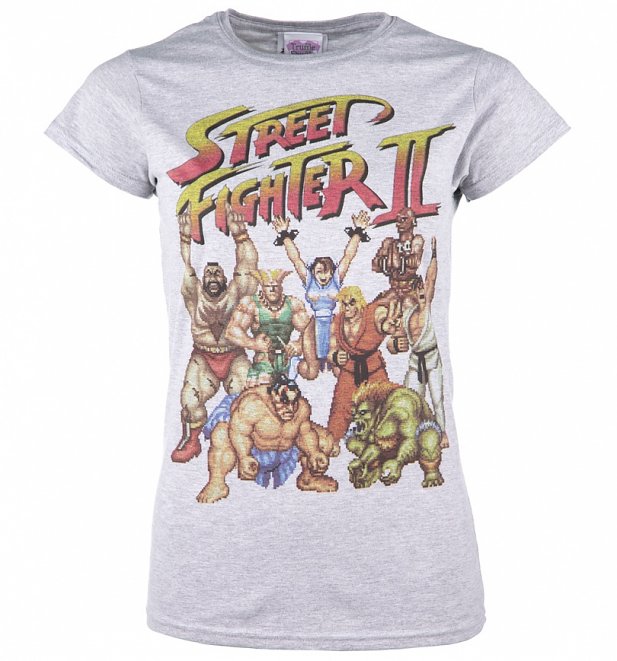 Women's Street Fighter II Pixel Gang Sport Grey T-Shirt Women's Street Fighter II Pixel Gang Sport Grey T-Shirt
